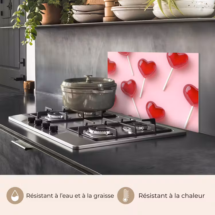Fond de hotte - Sucettes - Coeurs - Rose — 2