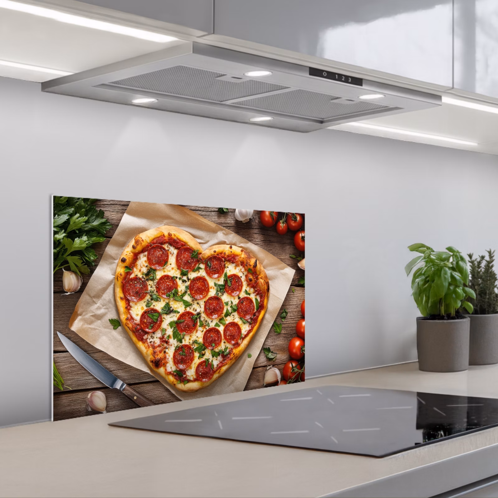 Fond de hotte - Pizza - Coeur - Pepperoni - Tomate — 1