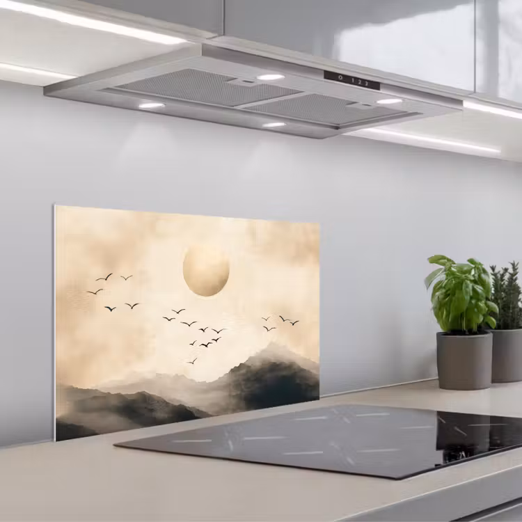 Fond de hotte - Paysage - Japandi - oiseau — 1