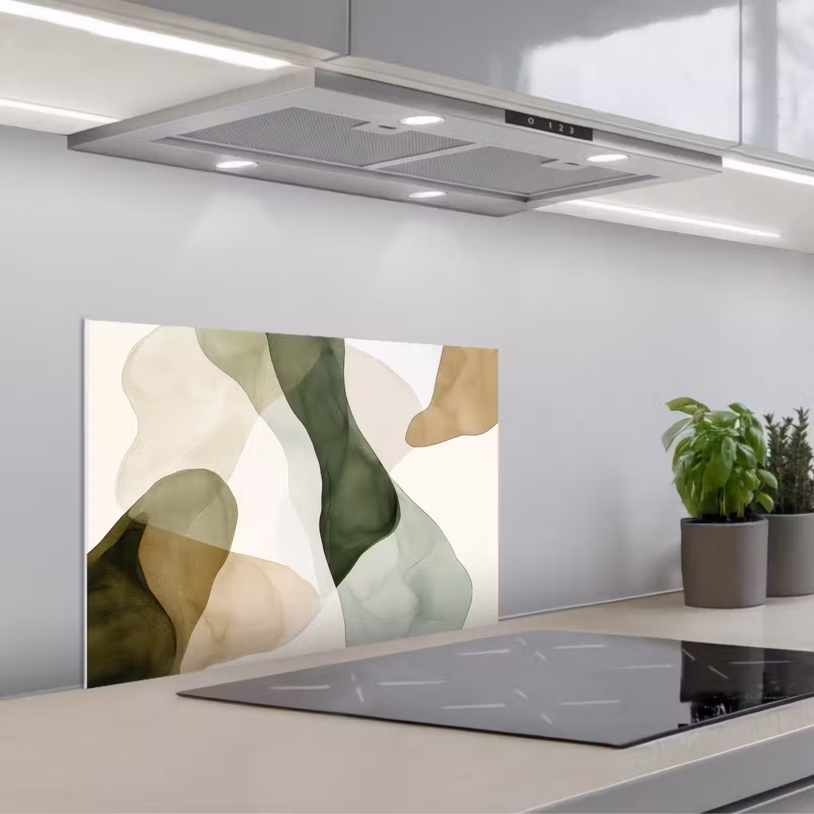 Fond de hotte - Japandi - Abstrait - Vert — 1