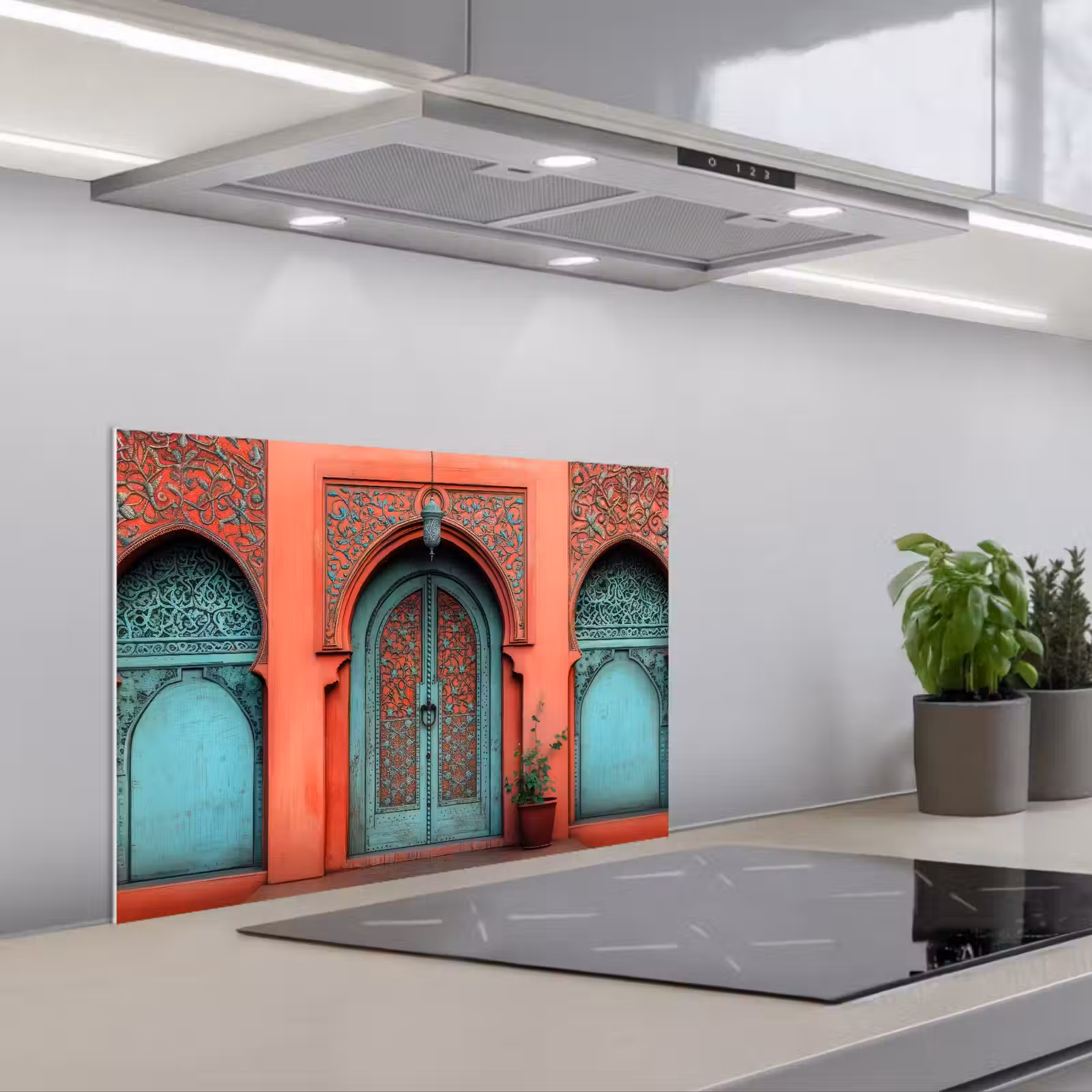 Fond de hotte - Lanterne - Porte - Turquoise — 1