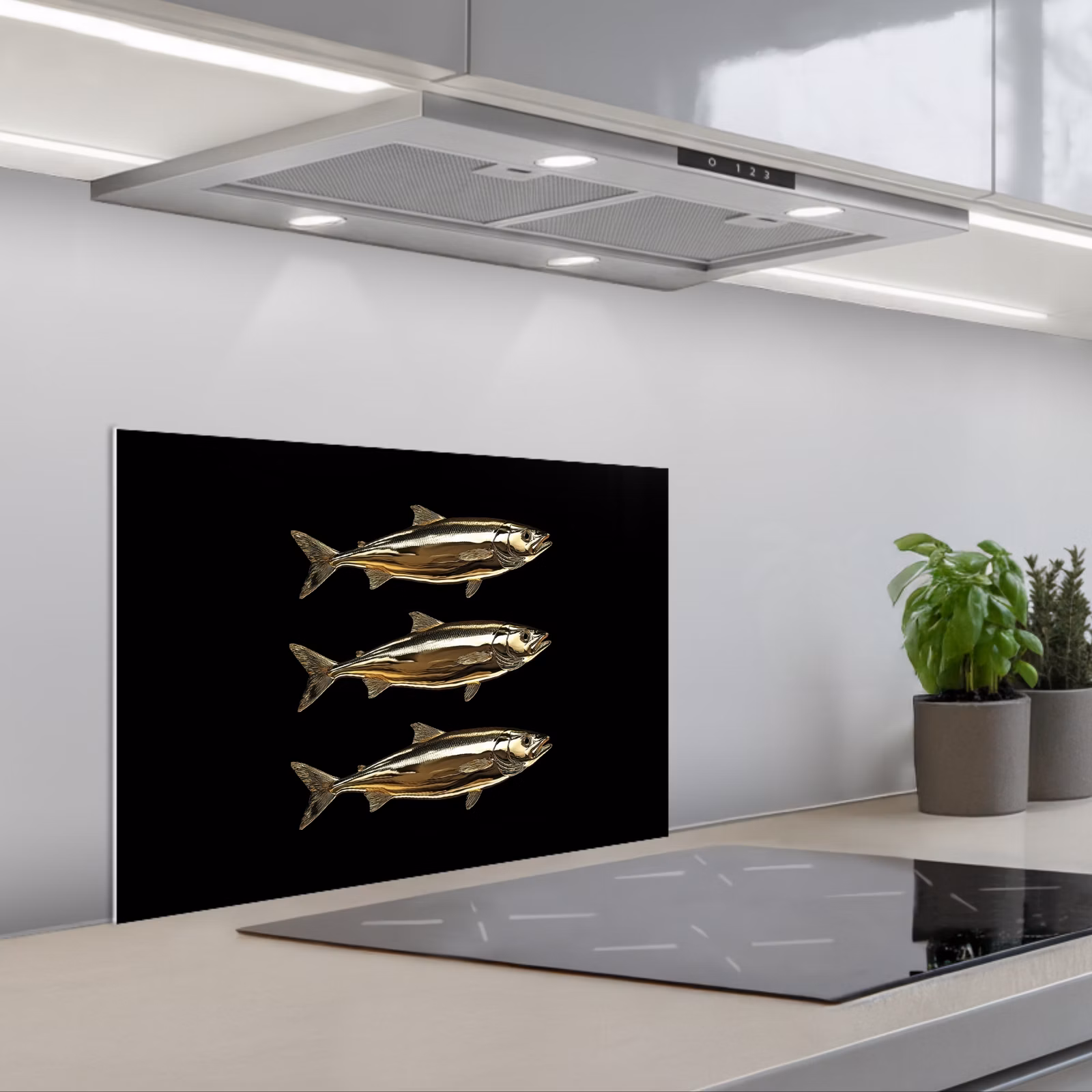 Fond de hotte - Poissons - Or - Noir — 1