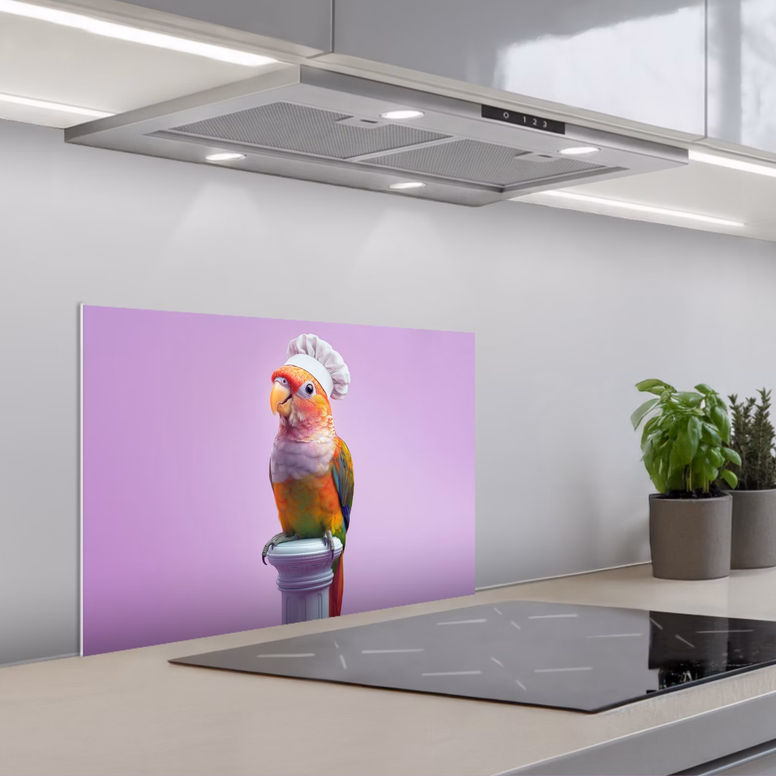Fond de hotte - Perroquet - Chapeau de cuisinier - Pilier - Oiseau — 1