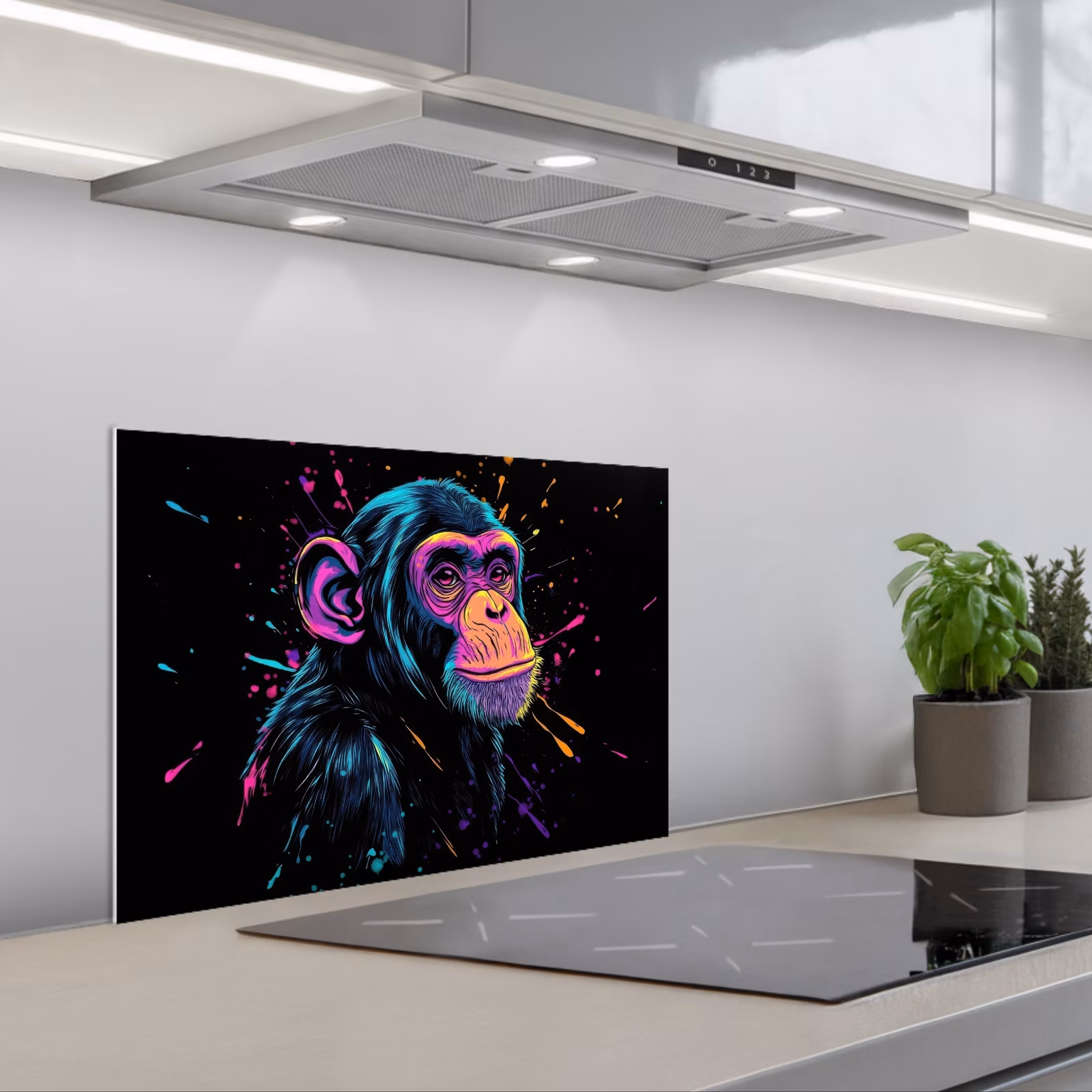 Fond de hotte - Singe - Peinture - Néon - Couleur — 1
