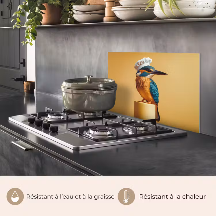 Fond de hotte - Martin-pêcheur - Pilier - Chapeau de cuisinier - Oiseau — 2