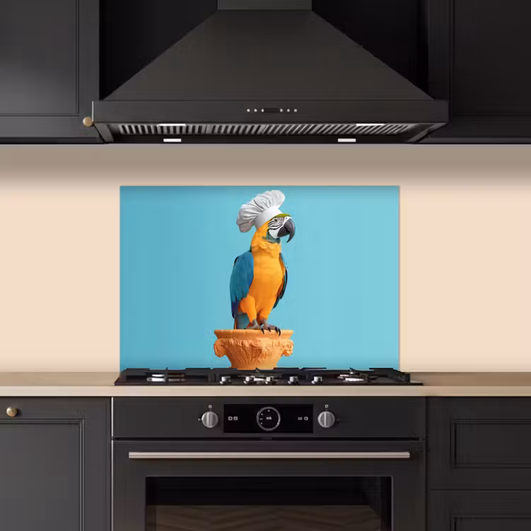 Fond de hotte - Perroquet - Chapeau de cuisinier - Drôle - Oiseau — 5