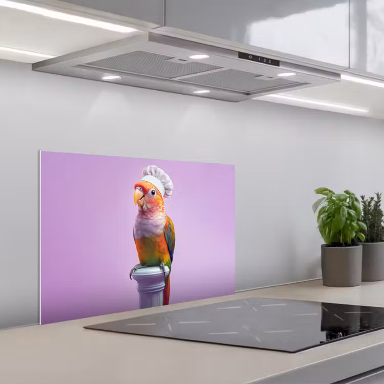 Fond de hotte - Perroquet - Chapeau de cuisinier - Pilier - Oiseau — 1