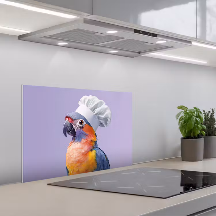 Fond de hotte - Perroquet - Chapeau de cuisinier - Violet - Mignon — 1