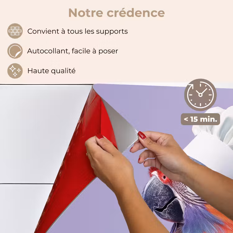 Fond de hotte - Perroquet - Chapeau de cuisinier - Violet - Mignon — 4