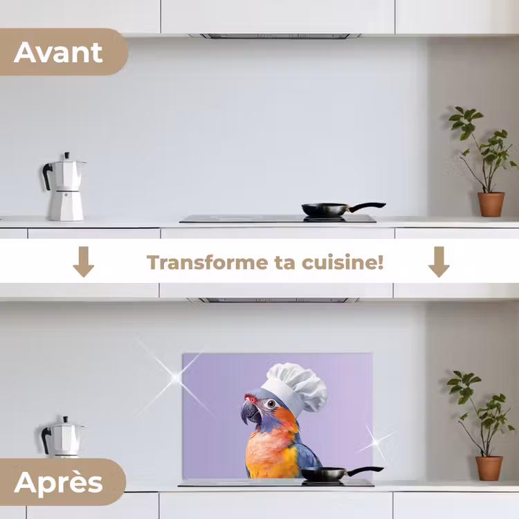 Fond de hotte - Perroquet - Chapeau de cuisinier - Violet - Mignon — 7