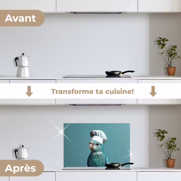 Fond de hotte - Perruche - Oiseau - Chapeau de cuisinier - Mignon — 7