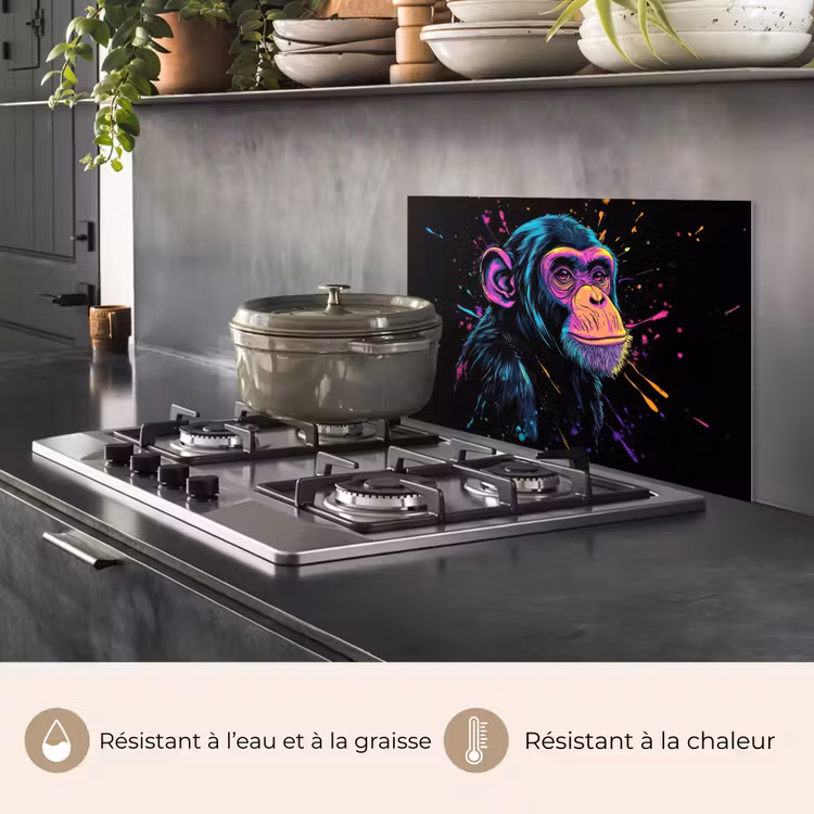Fond de hotte - Singe - Peinture - Néon - Couleur — 2
