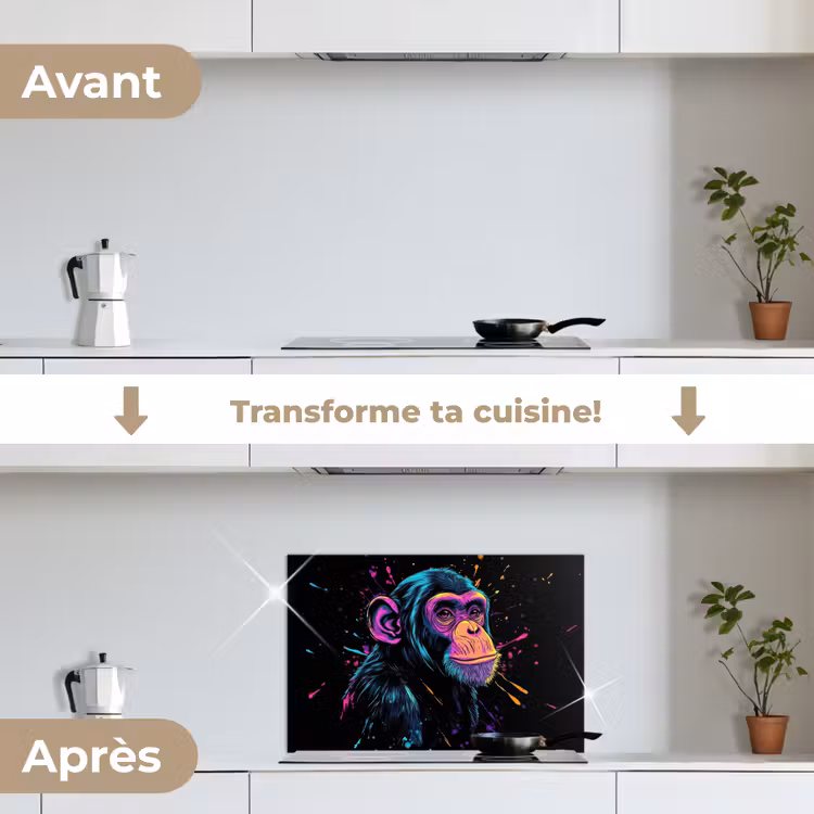 Fond de hotte - Singe - Peinture - Néon - Couleur — 7