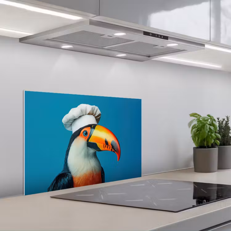 Fond de hotte - Toucan - Perroquet - Oiseau - Chapeau de cuisinier — 1