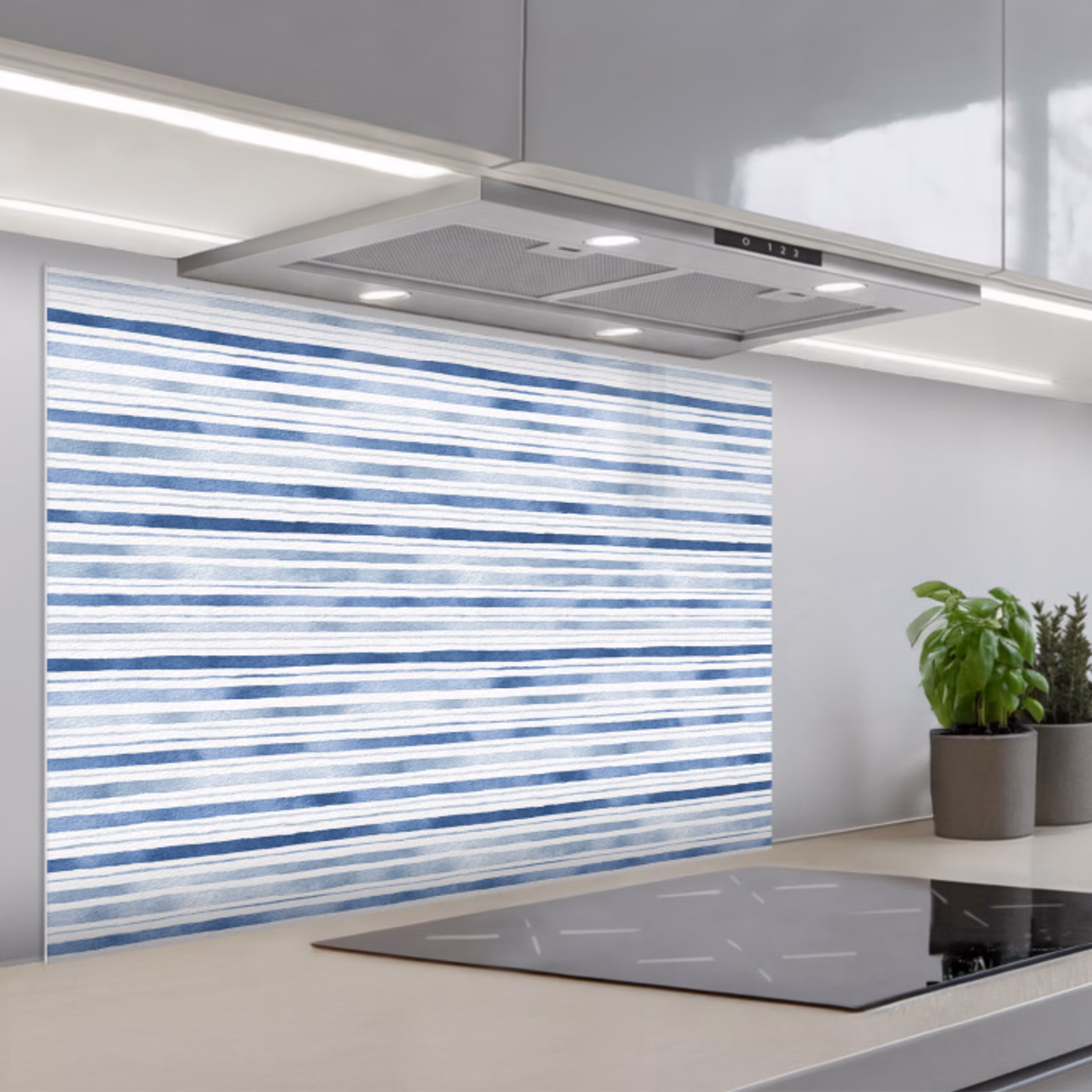 Fond de hotte - Rayures - Motif - Bleu - Blanc — 1