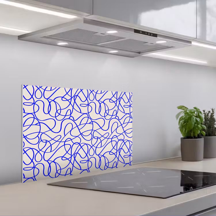 Fond de hotte - Motifs - Beige - Bleu - Lignes — 1
