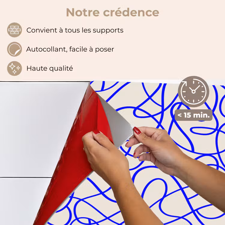 Fond de hotte - Motifs - Beige - Bleu - Lignes — 4