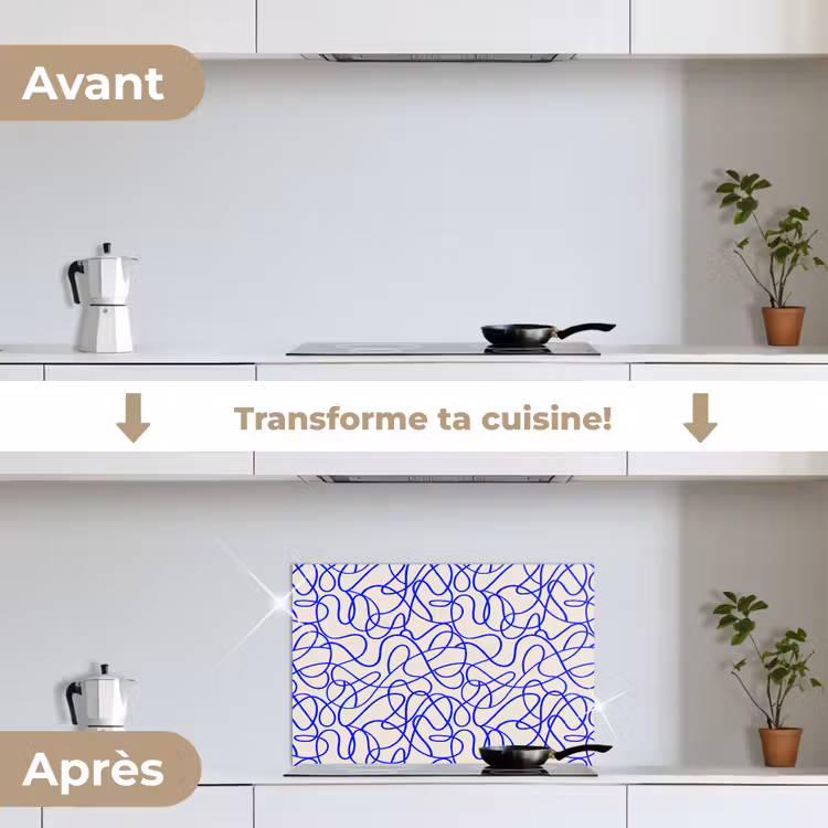 Fond de hotte - Motifs - Beige - Bleu - Lignes — 7