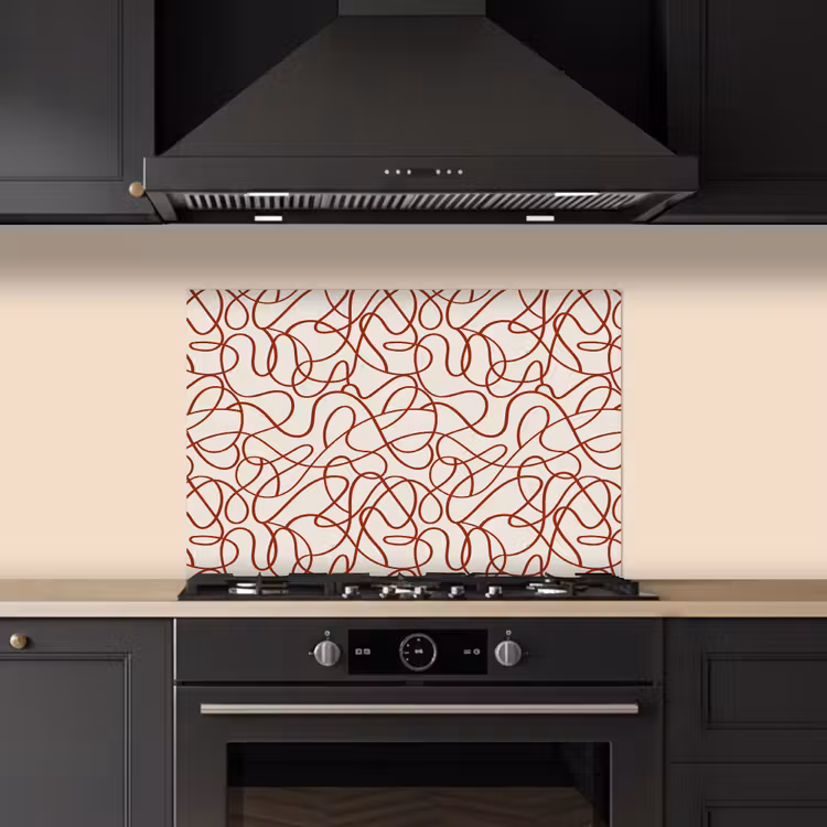 Fond de hotte - Lignes - Abstrait - Rouge - Beige — 5
