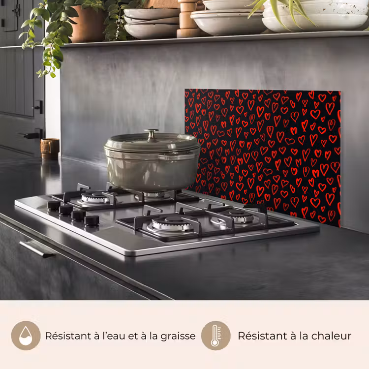 Fond de hotte - Noir - Coeurs - Rouge — 2