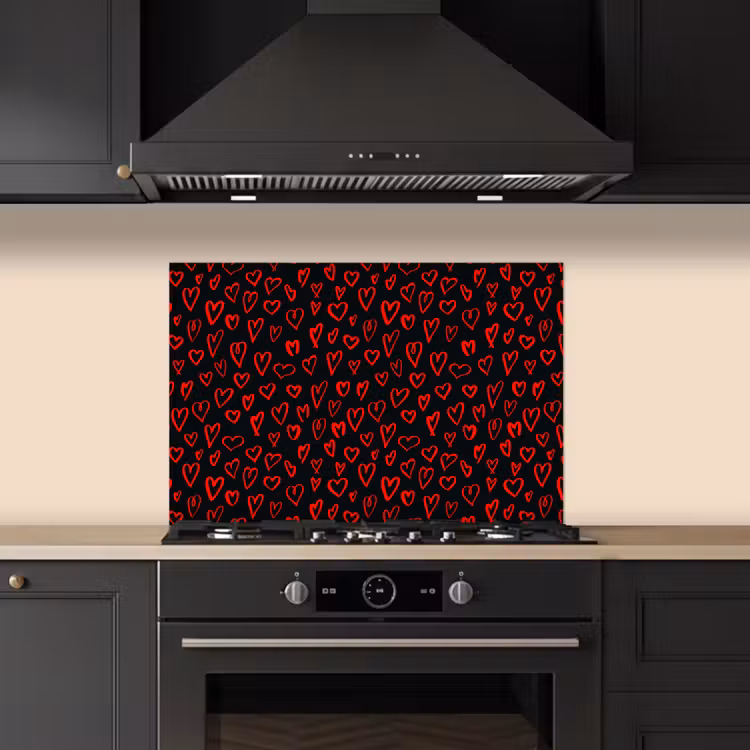 Fond de hotte - Noir - Coeurs - Rouge — 5