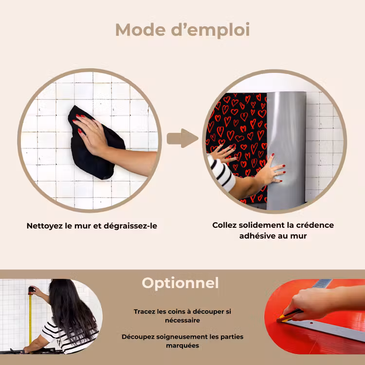 Fond de hotte - Noir - Coeurs - Rouge — 6