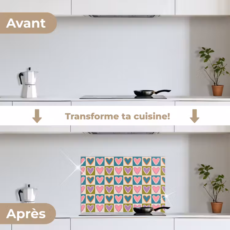 Fond de hotte - Rétro - Couleurs - Motifs - Coeurs — 7