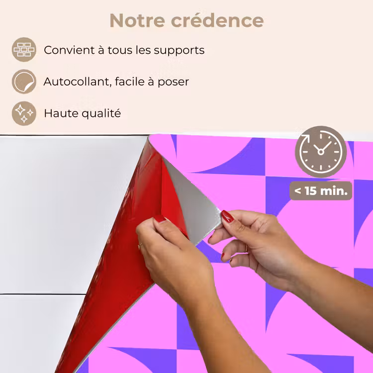 Fond de hotte - Quadrants - Mauve - Rose - Carrés — 4