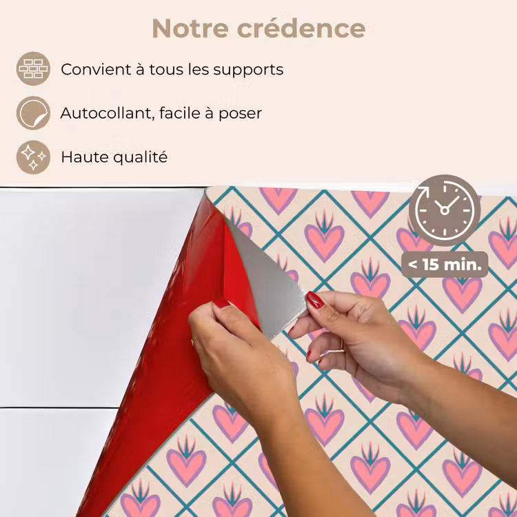 Fond de hotte - Retro - Square - Hearts - Pattern — 4