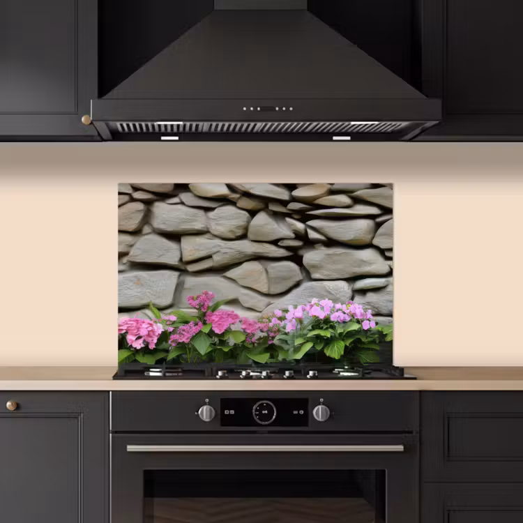 Fond de hotte - Hortensias - Pierres - Mur - Fleurs — 5