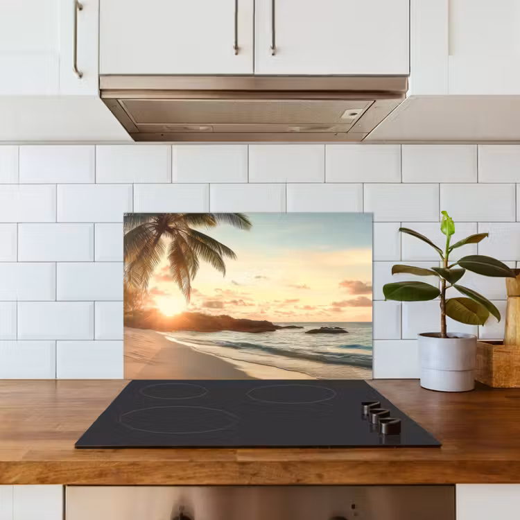 Fond de hotte - Plage - Palmiers - Océan - Coucher de soleil — 3
