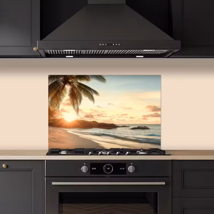 Fond de hotte - Plage - Palmiers - Océan - Coucher de soleil — 5