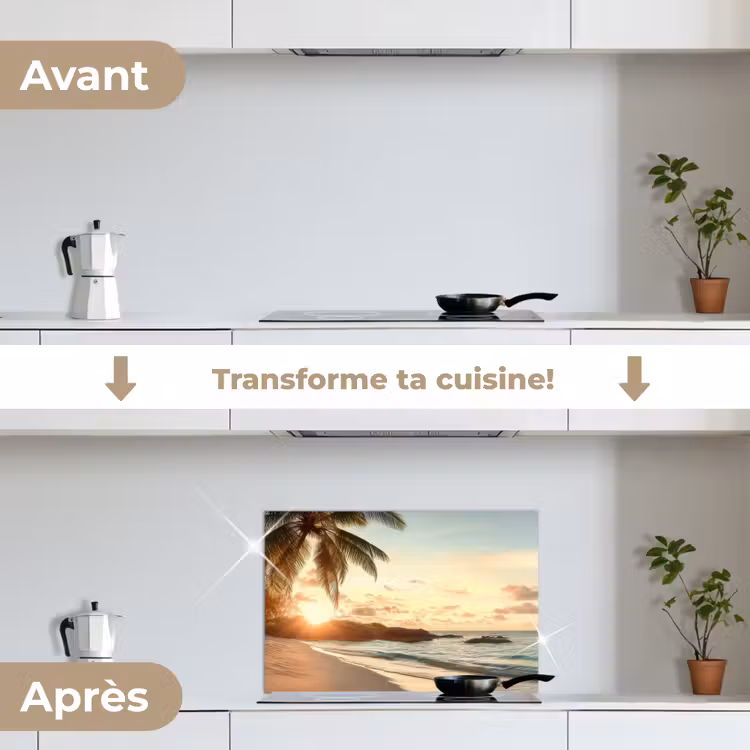 Fond de hotte - Plage - Palmiers - Océan - Coucher de soleil — 7
