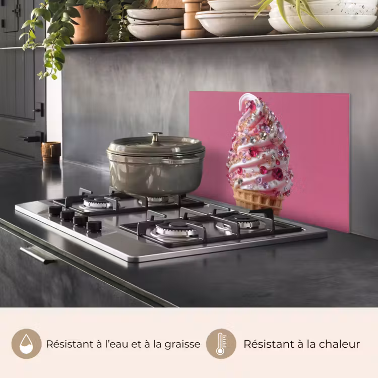 Fond de hotte - Glace à l'italienne - Gemmes - Rose - cornet — 2