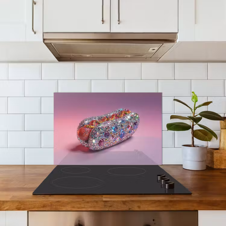 Fond de hotte - Hot dog - strass - paillettes - violet — 3