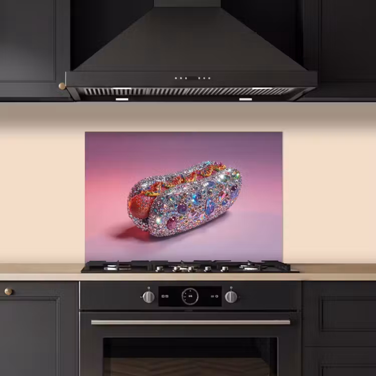 Fond de hotte - Hot dog - strass - paillettes - violet — 5