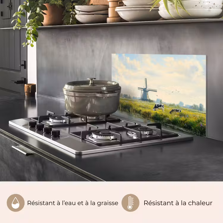 Fond de hotte - Vaches - Moulin à vent - Prairie - Bleu — 2