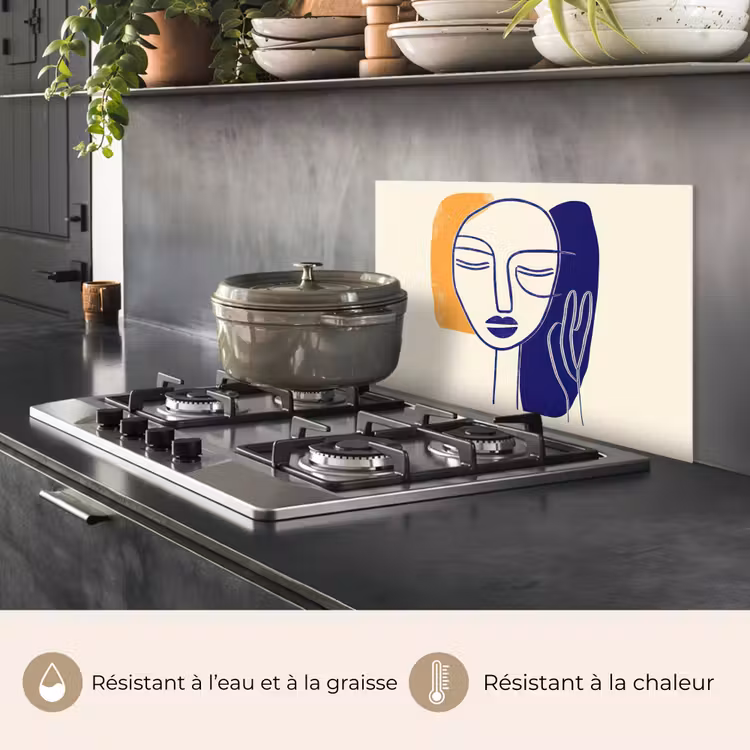 Fond de hotte - Minimaliste - Visage - Main - Orange - Bleu — 2
