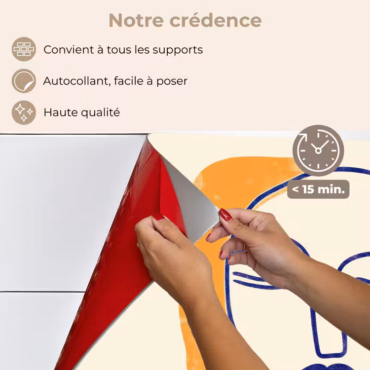 Fond de hotte - Minimaliste - Visage - Main - Orange - Bleu — 4