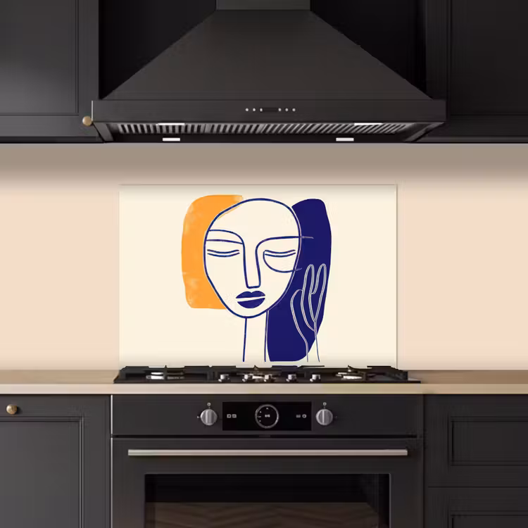 Fond de hotte - Minimaliste - Visage - Main - Orange - Bleu — 5