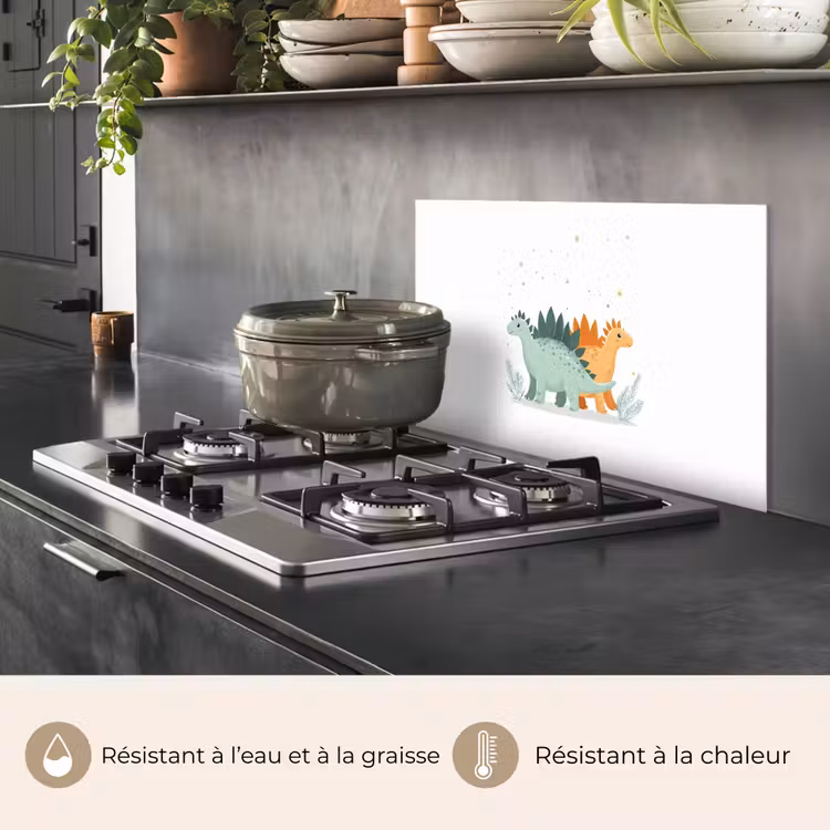 Fond de hotte - Plantes - Étoiles - Dinosaures - Orange — 2