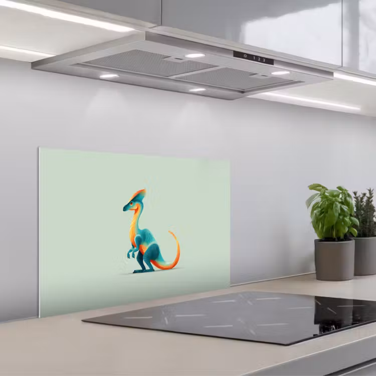 Fond de hotte - Queue - Dino - Minimaliste - Bleu — 1
