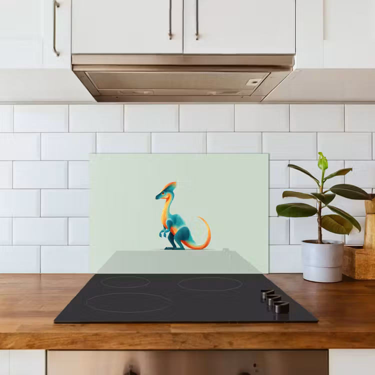 Fond de hotte - Queue - Dino - Minimaliste - Bleu — 3