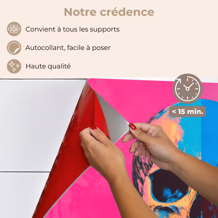Fond de hotte - Néon - Bleu - Pop-art - Crâne — 4