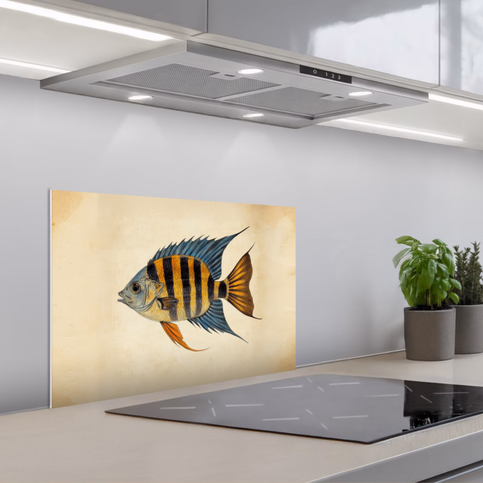 Fond de hotte - Poissons - Tropicaux - Rayures - Nageoires — 1