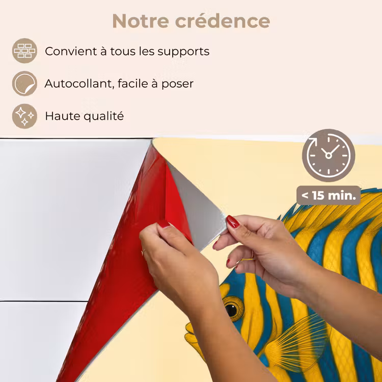 Fond de hotte - Jaune vif - Poisson - Rayures - Nageoires — 4