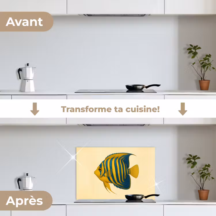 Fond de hotte - Jaune vif - Poisson - Rayures - Nageoires — 7