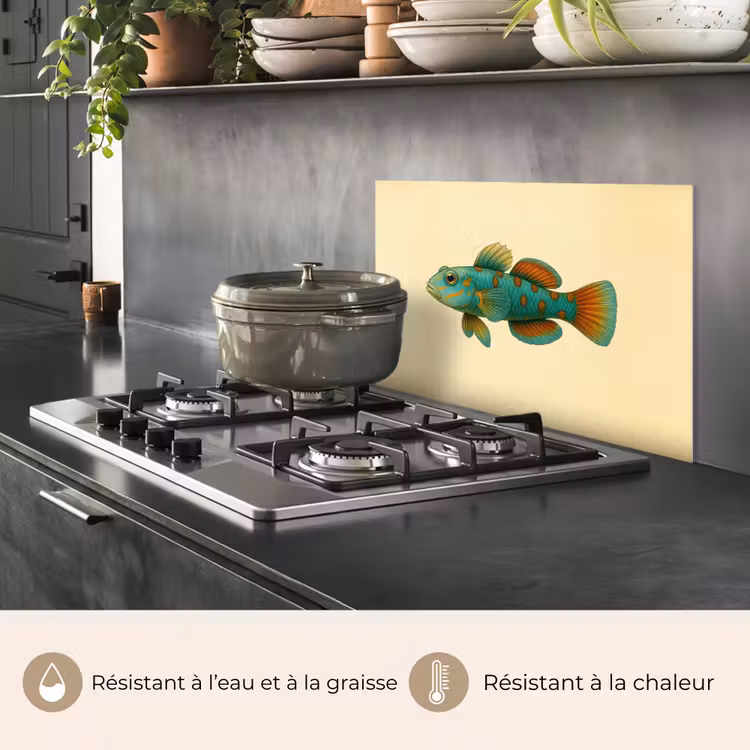 Fond de hotte - Poisson - Bleu - Points - Écailles — 2
