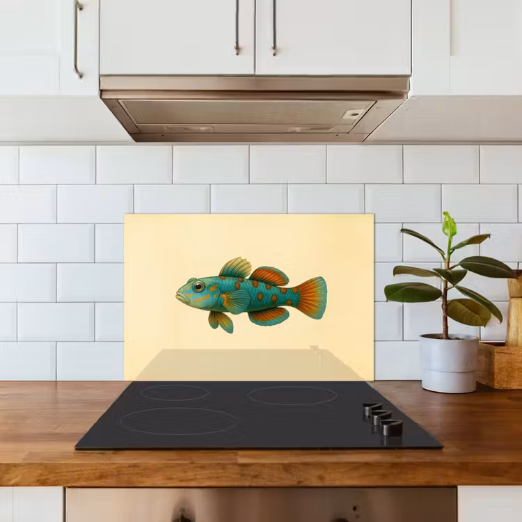 Fond de hotte - Poisson - Bleu - Points - Écailles — 3