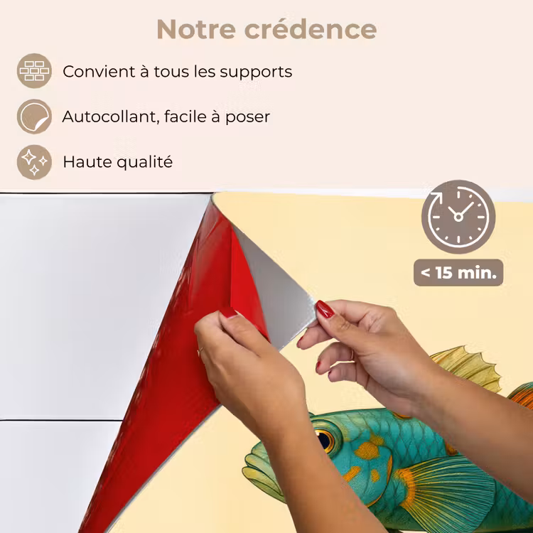Fond de hotte - Poisson - Bleu - Points - Écailles — 4
